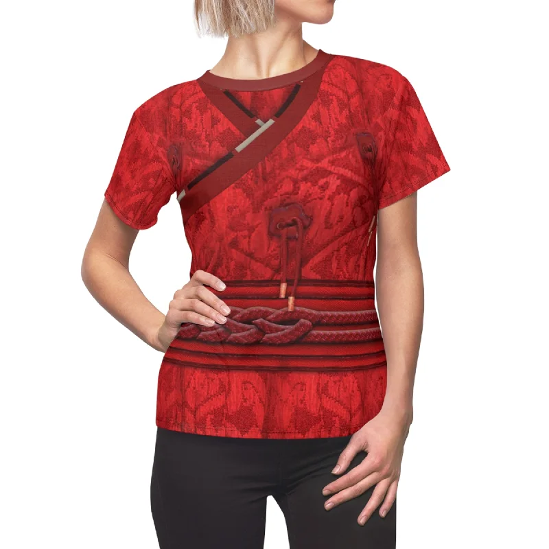 Jiang Nan Women Shirt, Shang Chi Costume Cozy Printed Short Shirt