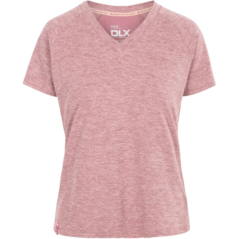 Judith Women's DLX T-Shirt in Rose Tone Marl Collared T-Shirt Boat Neck A-Line