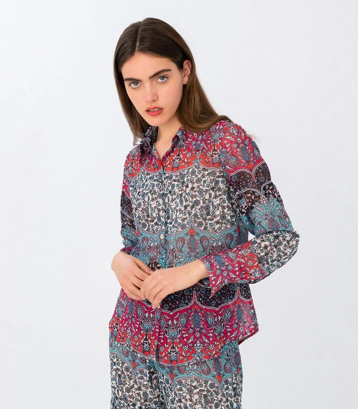 Layla Print Shirt Classic Casual Short Sleeve