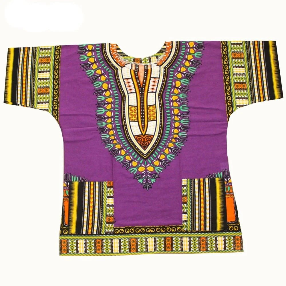 100% Cotton African Print Dashiki Unisex Clothing Bold and Colorful Loose T-shirts Terry Blend Velvet Blend Canvas Blend
