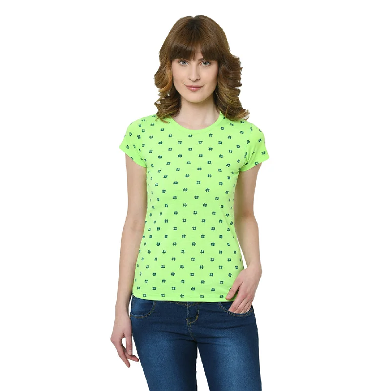 Vimal Jonney Green Half Sleeve T-shirt For Women's Nylon Fabric Polyester Fabric Spandex Fabric