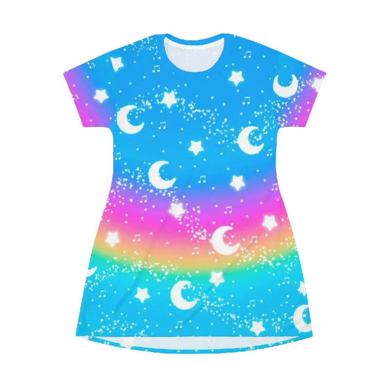 Magical Fairy Time (Rainbow Sunny Day) All Over Print T-Shirt Mini Dress Fleece Nylon Spandex Magical Fairy Time (Rainbow Sunny Day) All Over Print T-Shirt Mini Dress Fleece Nylon Spandex