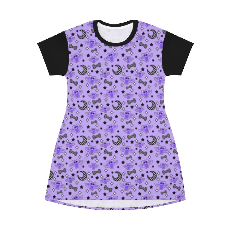 Magical Kawaii Spooky Bats Purple All Over Print T-Shirt Mini Dress Fitted T-Shirt Seamless Stretchy Magical Kawaii Spooky Bats Purple All Over Print T-Shirt Mini Dress Fitted T-Shirt Seamless Stretchy