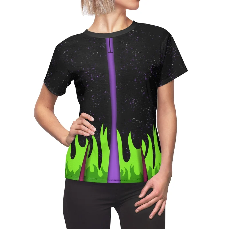 Maleficent Women Shirt, Sleeping Beauty Costume Fashionable Cuffed Short Sleeve