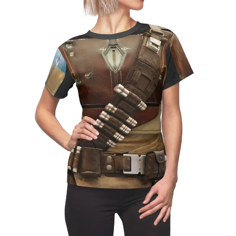 Mandalorian Armor Women Shirt, Mandalorian Costume Fashionable Tied Short Sleeve