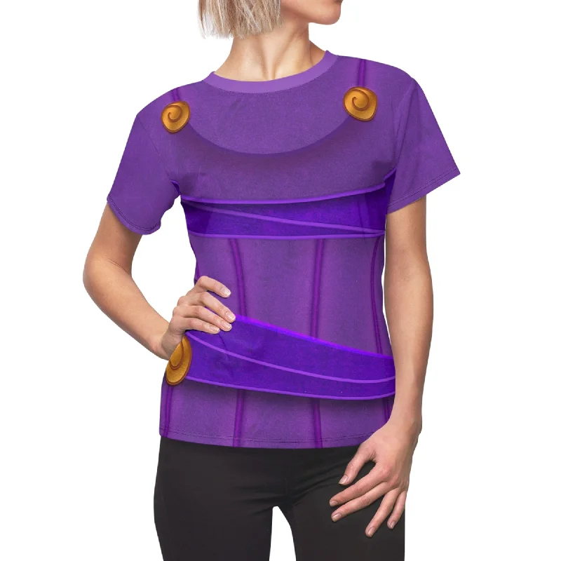 Megara Women's Shirt, Hercules Costume Relaxed Cotton Short Blouse