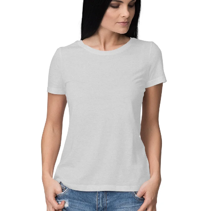 Mélange Grey - Plain Women's T-shirt Thin T-Shirt Open Front Quick Dry