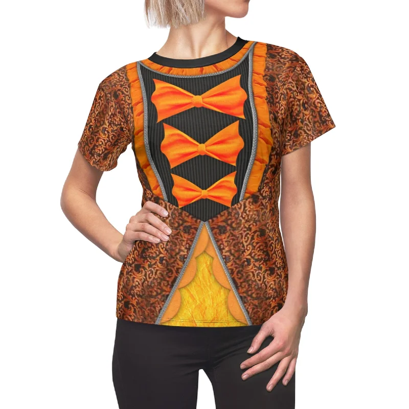Minnie Mouse Not-So-Scary Women's Shirt, Disney Halloween Costume Trendy Tie-Front Short Shirt