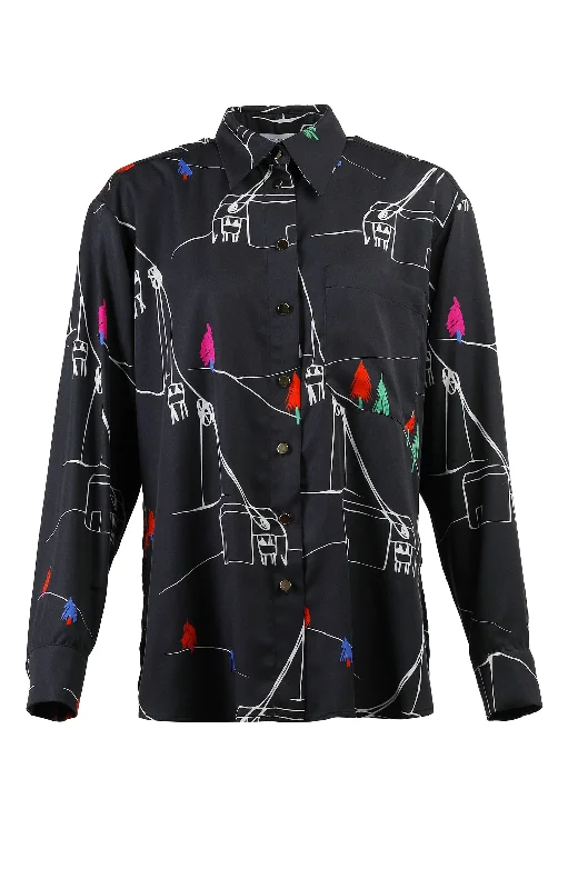 Morphini Oversized Shirt Ski Lift Elegant Silk Short Shirt