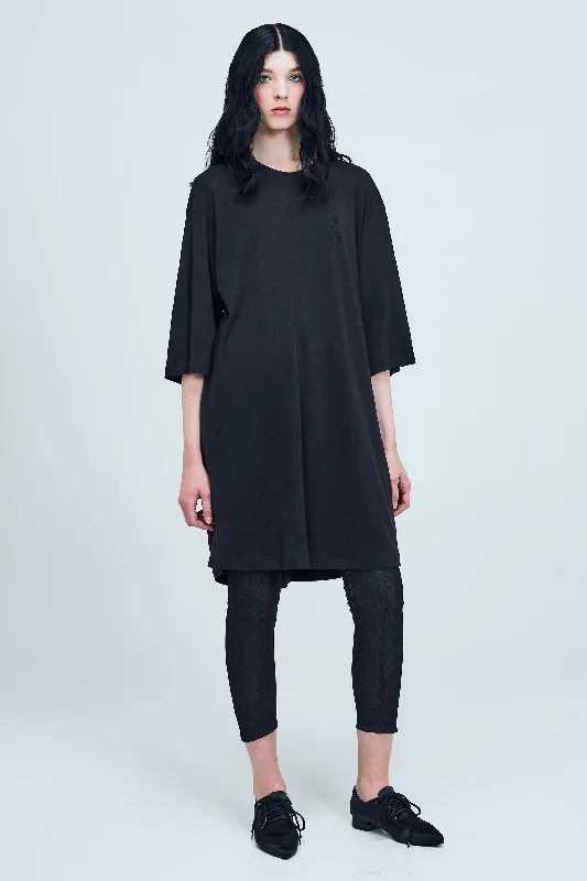 One Wolf T-shirt dress black Print Jacquard Patchwork
