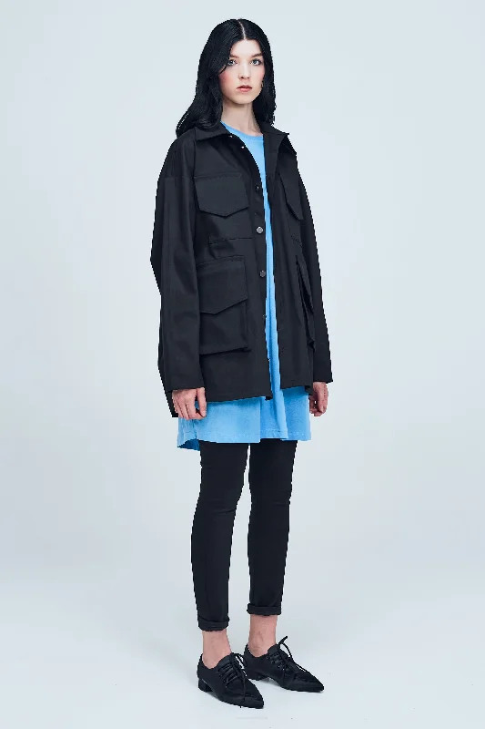 One Wolf T-shirt dress sky blue Welt Pockets Slit Pockets