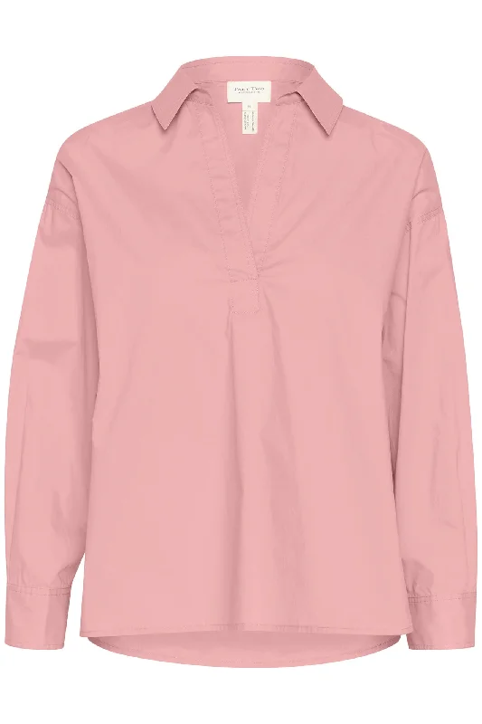 Part Two 30308868 LynnePW Shirt Silver Pink Casual Short Sleeve Top