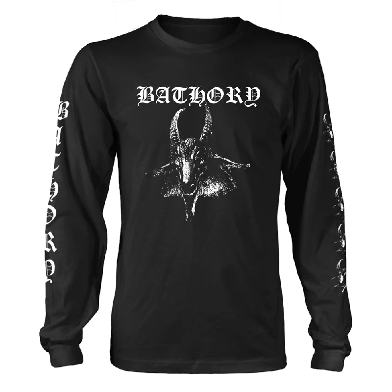 Bathory Unisex Long Sleeved T-Shirt: Goat (back print) Zippered Front Buttoned Front Snap Front