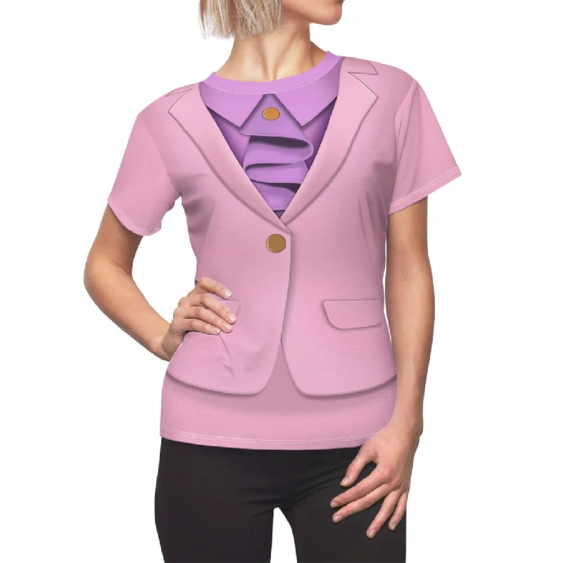 Principal Lee Women's Shirt, Zombies The Re-Animated Series Costume Classic Button-Up Short Tee