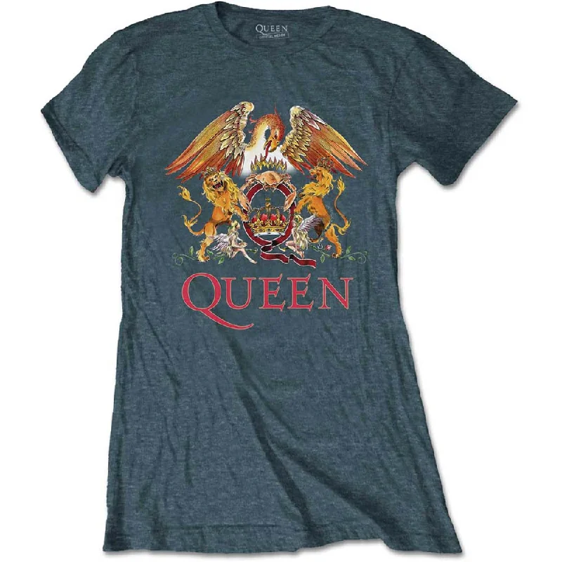 Queen Ladies T-Shirt: Classic Crest Collared Crew Neck Turtle Neck