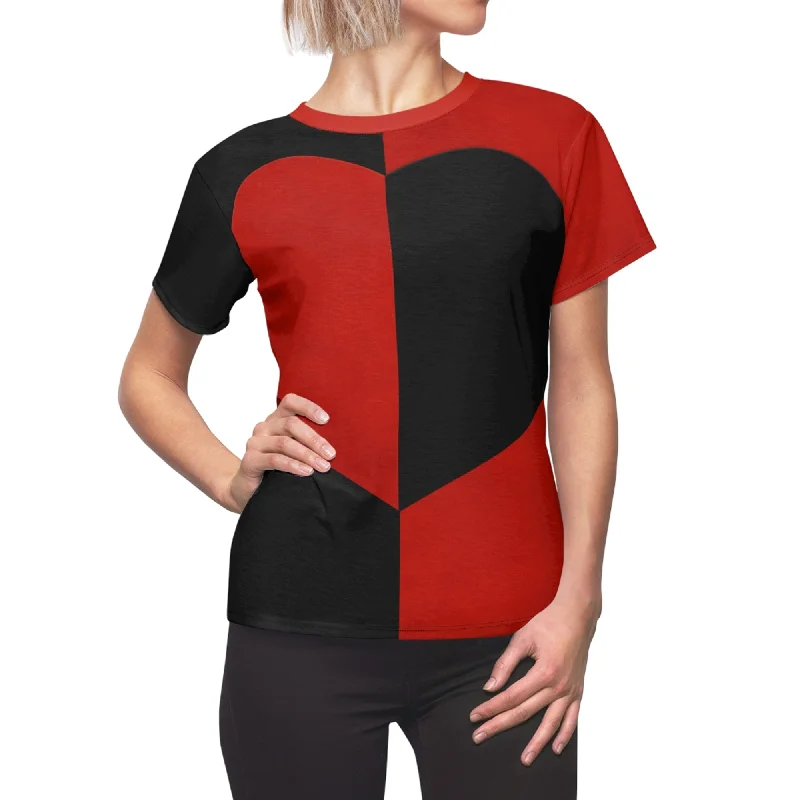 Queen Of Hearts Women's Shirt, Alice in Wonderland Costume Trendy Floral Print Tee