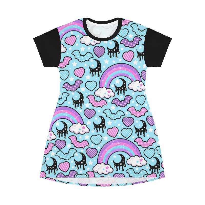 Rainbow Spooky Bats Blue All Over Print T-Shirt Mini Dress Lace Blend Ribbed Blend Corduroy Blend Rainbow Spooky Bats Blue All Over Print T-Shirt Mini Dress Lace Blend Ribbed Blend Corduroy Blend