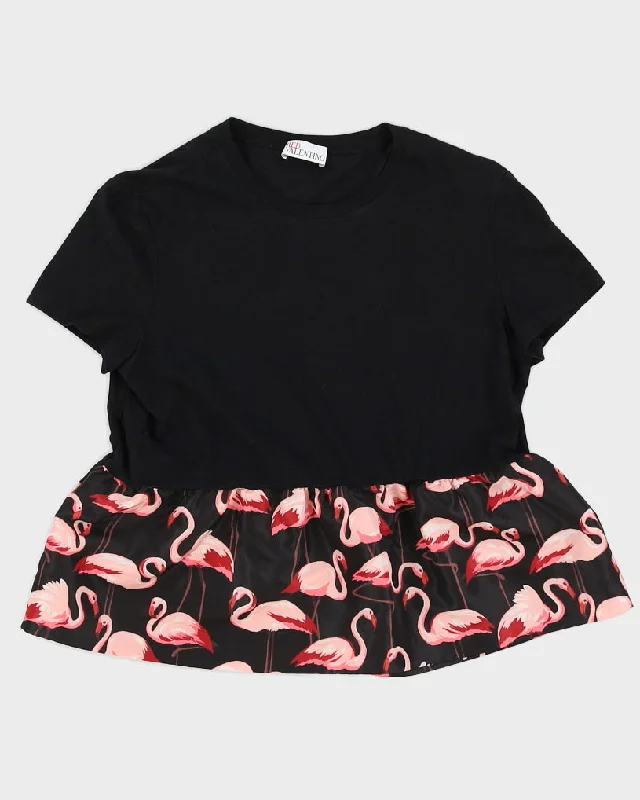 Red By Valentino Flamingo Peplum T-Shirt - M Hooded Caped Shawl Collar