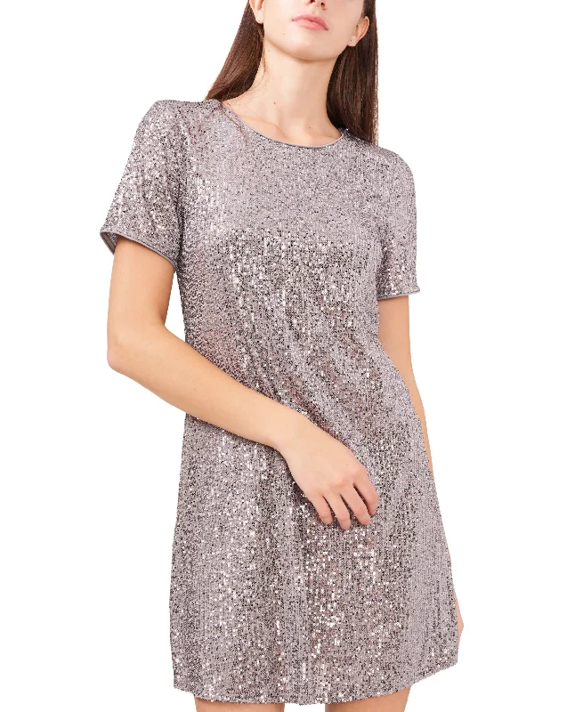 Riley Rae Sequin T-Shirt Dress Fleece Fabric Down Fabric Feather Fabric