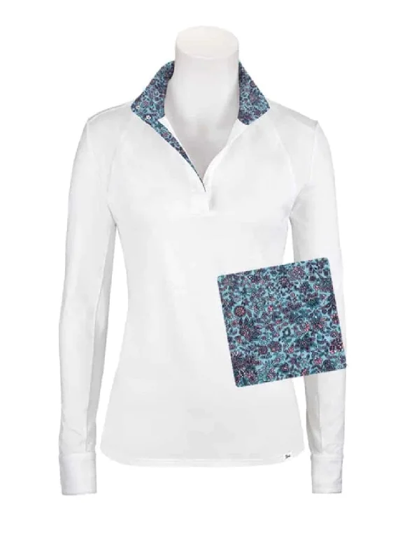 RJ Classics- Maddie Show Shirt (Blue Paisley Floral) Comfortable Short Sleeve Blouse