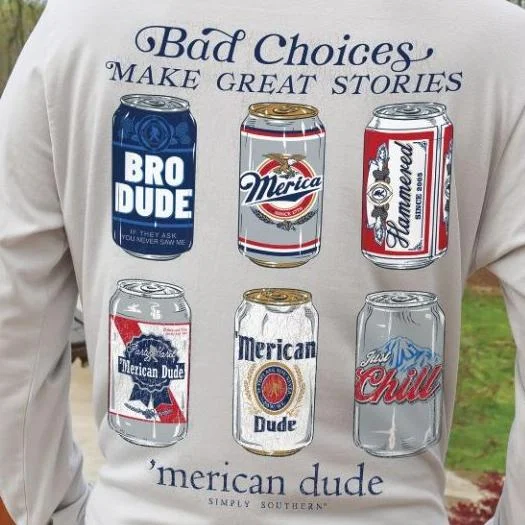 Simply Southern Unisex Fit Bad Choices Long Sleeve Tshirt Relaxed Fit Short Tunic