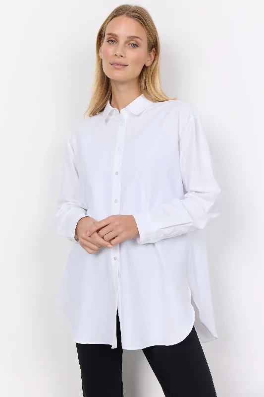 Soya Concept SC-Netti 52 40261-20 White Long Sleeve Shirt Casual Slouchy Short Sleeve Soya Concept SC-Netti 52 40261-20 White Long Sleeve Shirt Casual Slouchy Short Sleeve