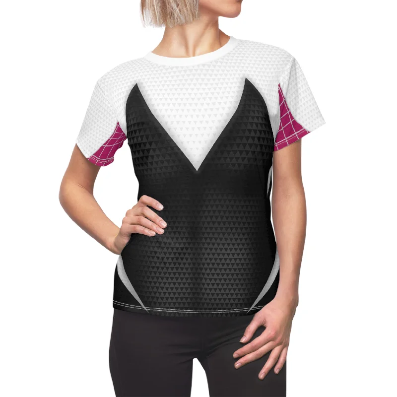 Spider Gwen Women's Shirt, Spider-Man Across The Spider-Verse Costume Comfortable Short Sleeve Tee Spider Gwen Women's Shirt, Spider-Man Across The Spider-Verse Costume Comfortable Short Sleeve Tee