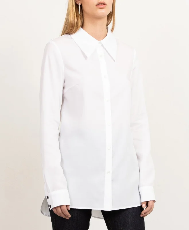 Essential Tencel Shirt White Trendy Print Short Sleeve