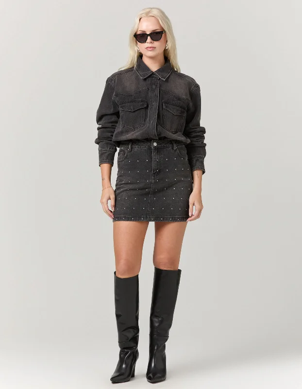 Amarillo Shirt - Black Wash Relaxed Button-Down Short Shirt