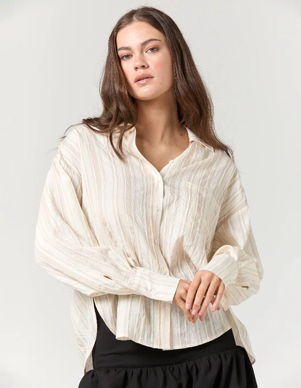 Isla Shirt - Champagne Casual Cotton Short Shirt