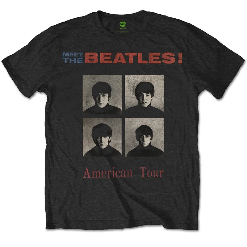 The Beatles | Official Band T-Shirt | American Tour 1964 (Back Print) Denim Fabric Leather Fabric Suede Fabric