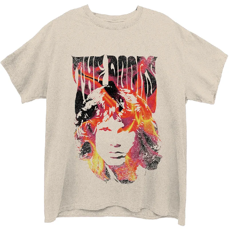 The Doors | Official Band T-Shirt | Jim Face Fire Embroidered Appliqued Beaded