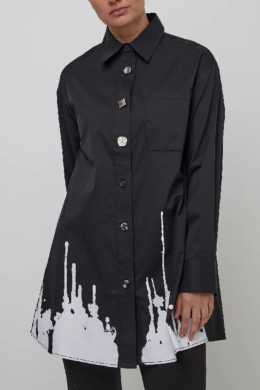 Uchuu 613 Black Shirt Elegant Draped Short Sleeve