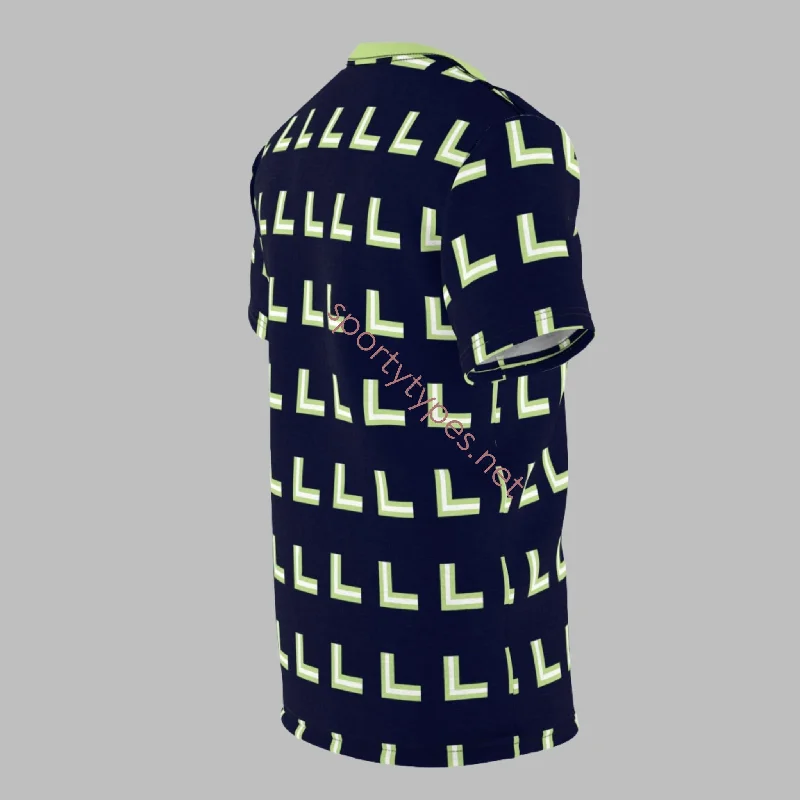 Unisex Navy and Lime Tee Mesh Fabric Canvas Fabric Denim Fabric