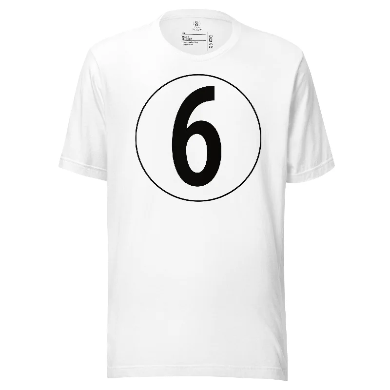 Unisex t-shirt: Black on White 6 Graphic T-Shirt Round Neck Polyester