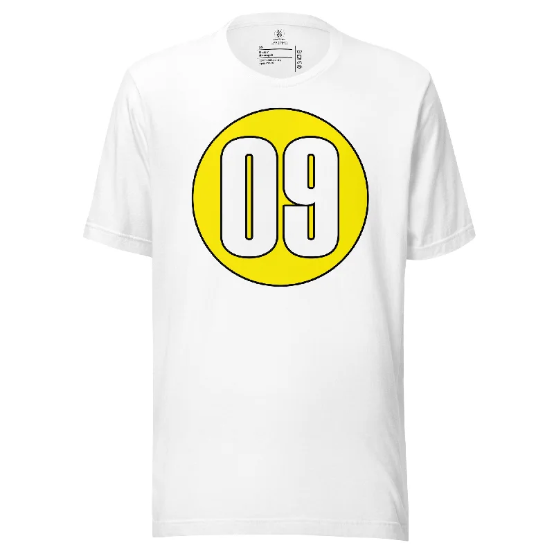 Unisex t-shirt: White on Yellow 09 Fleece Nylon Spandex