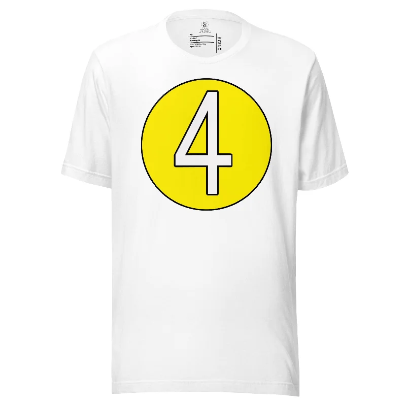 Unisex t-shirt: White on Yellow 4 Machine Wash Dry Clean Hand Wash