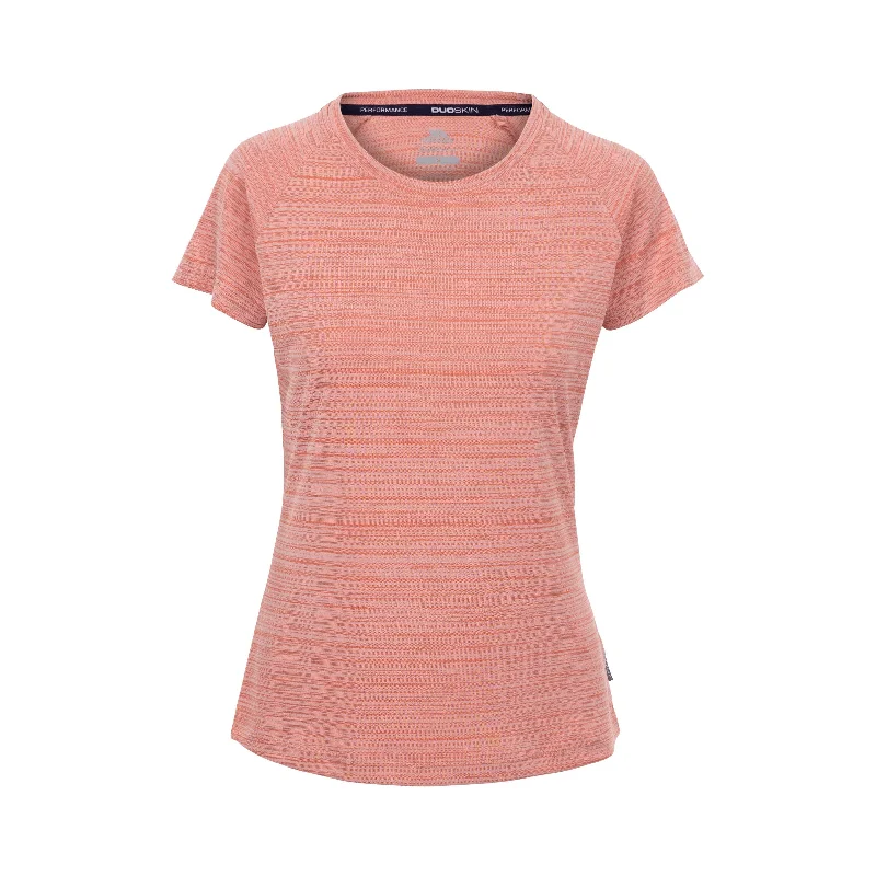 Vickland Women's Active T-Shirt in Pink Shell Marl Mesh Blend Leather Blend Suede Blend