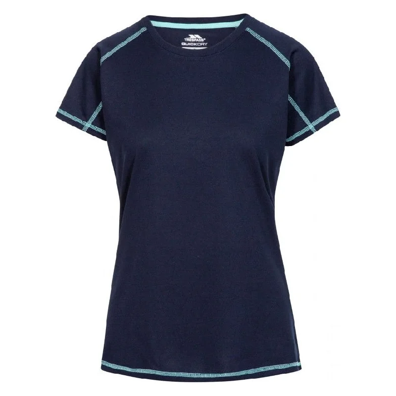 Viktoria Women's Active T-Shirt - Navy Zippered Front Buttoned Front Snap Front