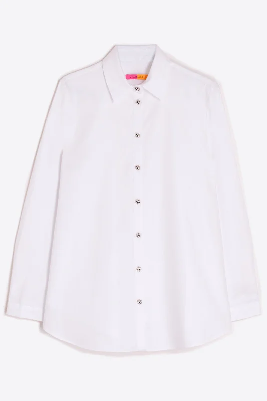 Vilagallo 31566 White Shirt Fashionable Draped Short Sleeve