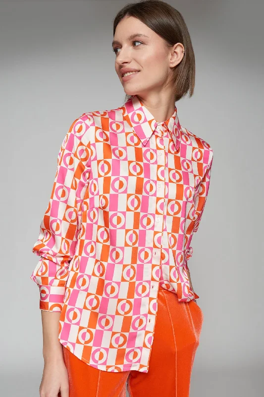 Vilagallo 31747 Geometrico Rosa Naranja Shirt Relaxed Cotton Short Shirt