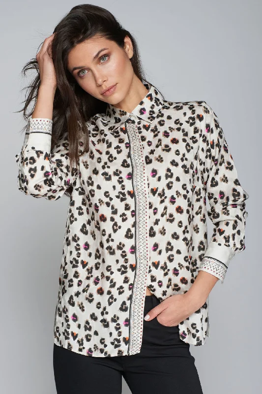 Vilagallo 31908 Animal Print Shirt Classic Short Sleeve Tunic