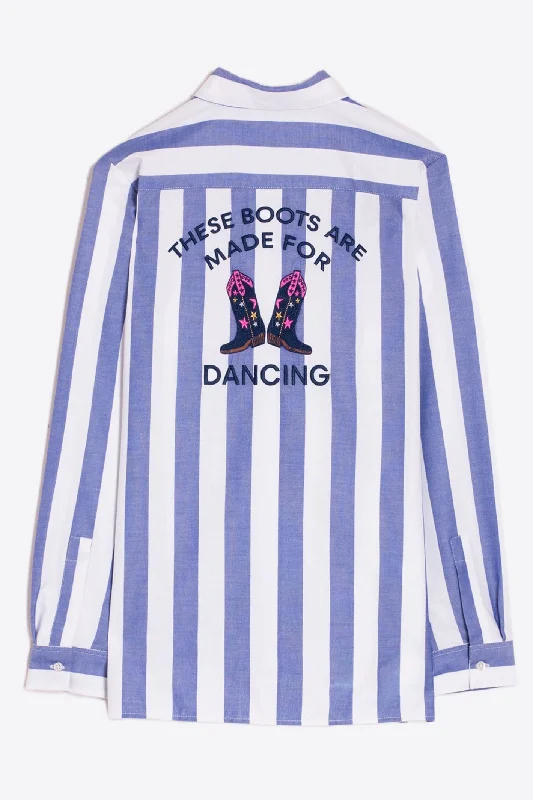 Vilagallo 32073 Blue White Striped Shirt Trendy Short Sleeve Blouse