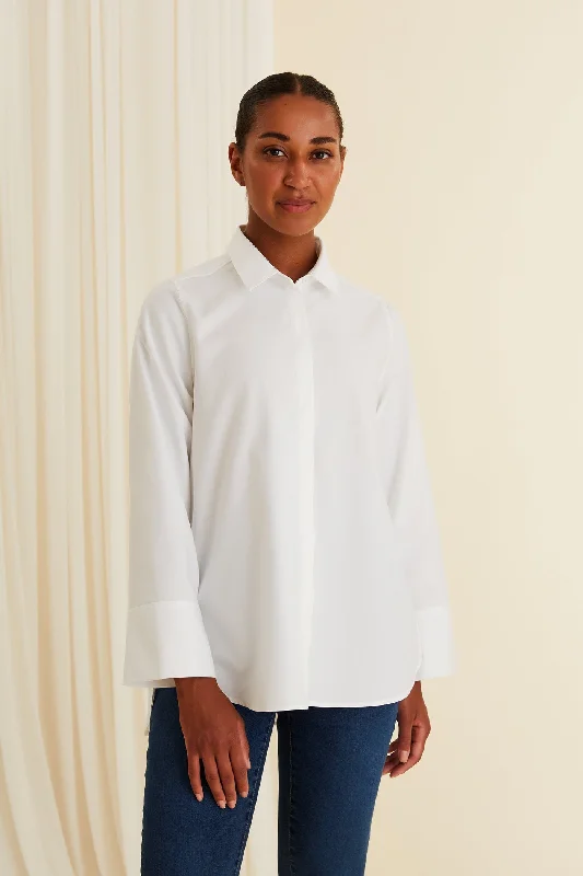 Karolina Cotton Shirt White Fashionable Short Sleeve Vest