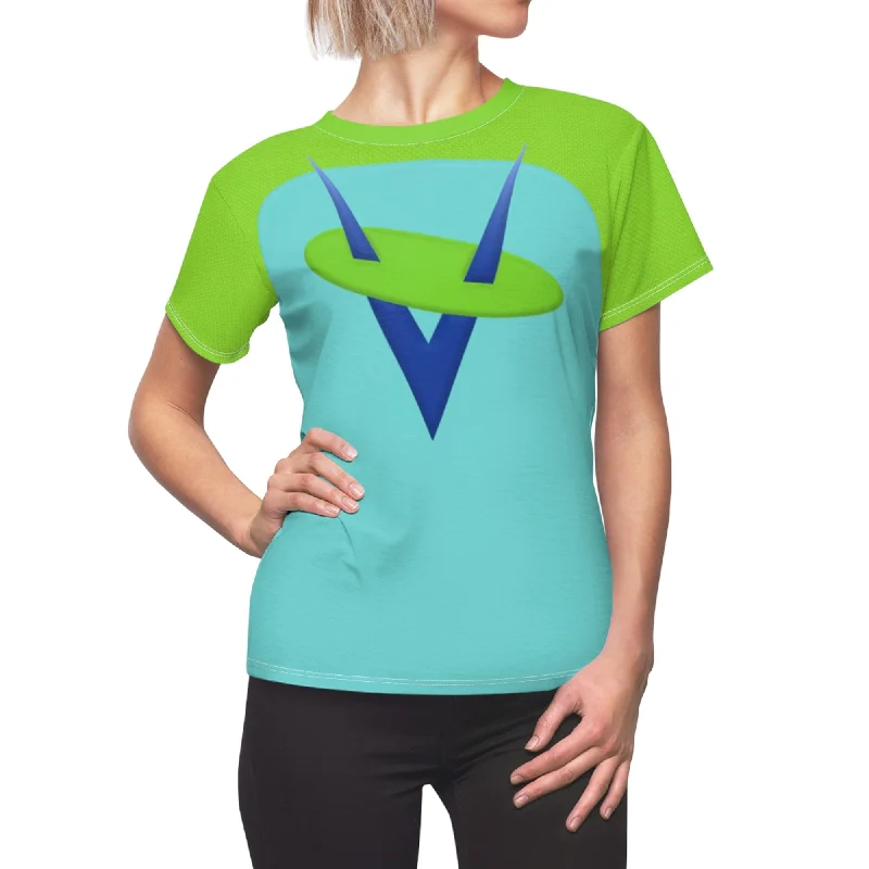 Voyd Women's Shirt, The Incredibles Costume Cozy Striped Short Sleeve