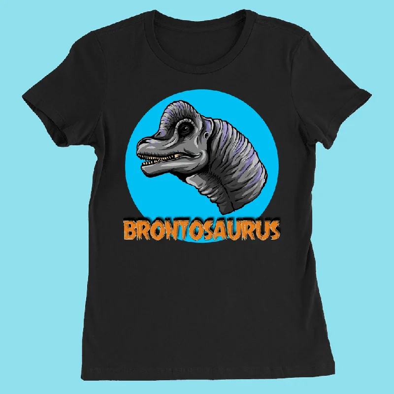 Women Brontosaurus Head T-Shirt Zippered Buttoned Snapped