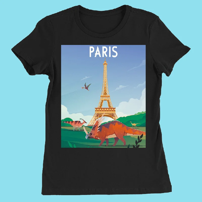 Women Paris T-Shirt Ribbed T-Shirt High Neck Heavyweight