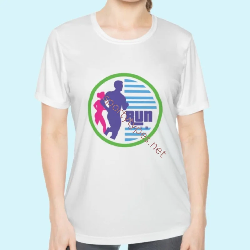 Women's Run Club Moisture Wicking Tee Machine Wash Dry Clean Hand Wash