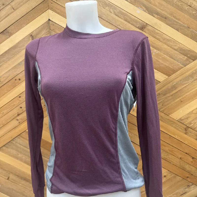 WOODS - Women's L/S Atheltic Shirt: Purple/Grey-women-MD Classic Basic Short Shirt
