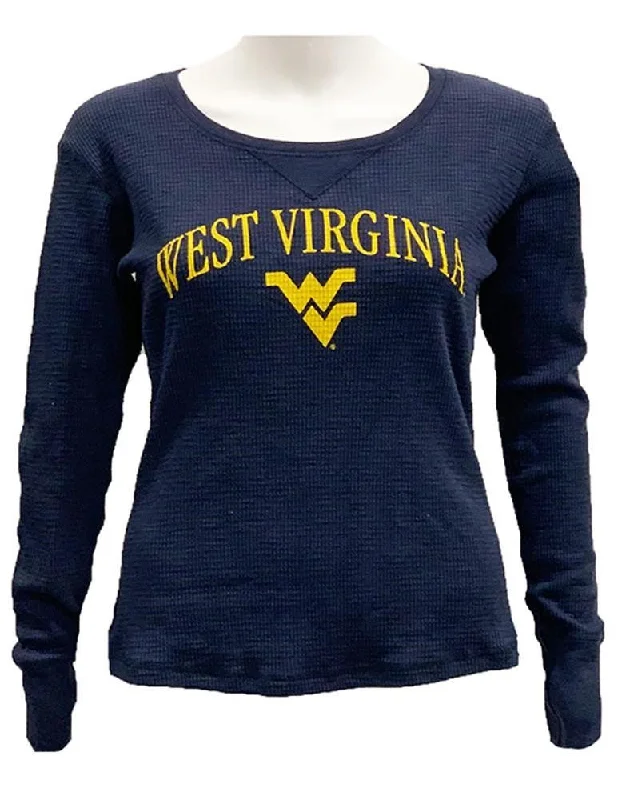 WVU Event Waffle Long Sleeve Tee Houndstooth Herringbone Solid